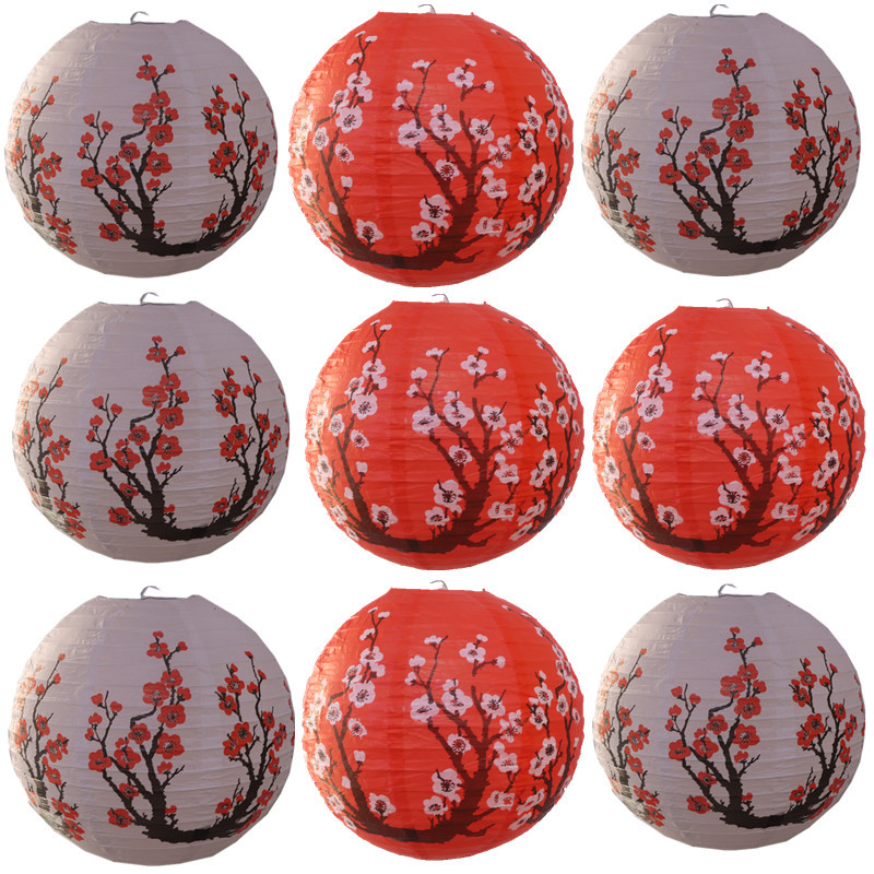 Japanese Lantern Paper - Lanternas de Papel Vermelhas/Brancas de Flor