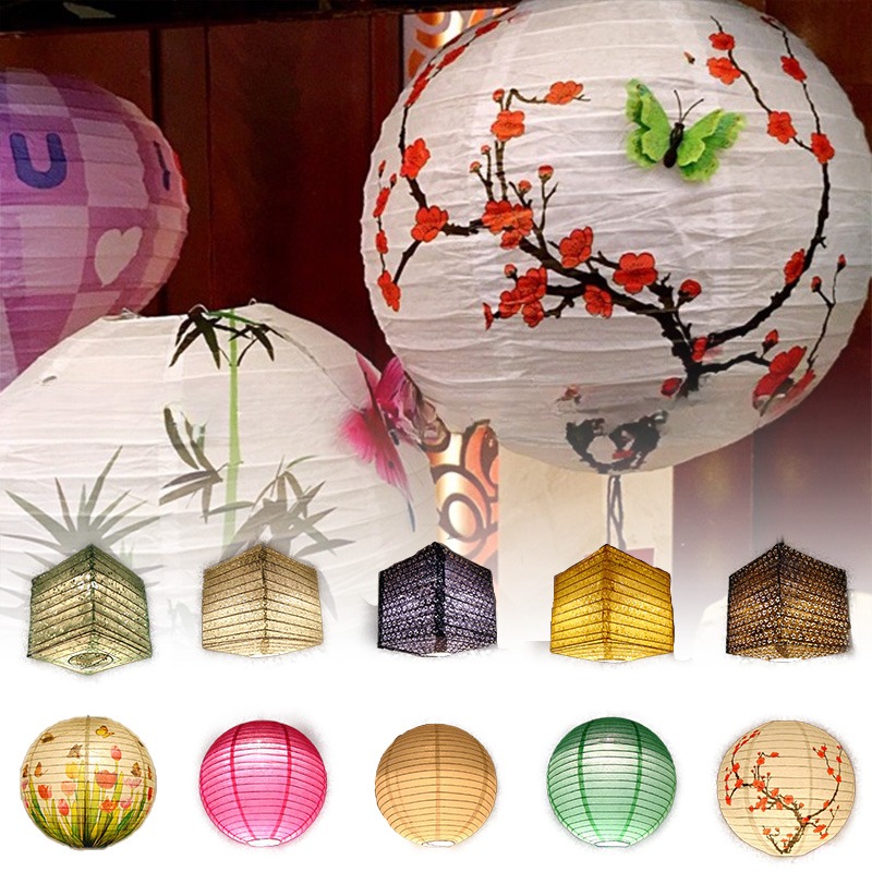 Japanese Lantern Paper - Lanterna de Papel Redonda Impressa de
