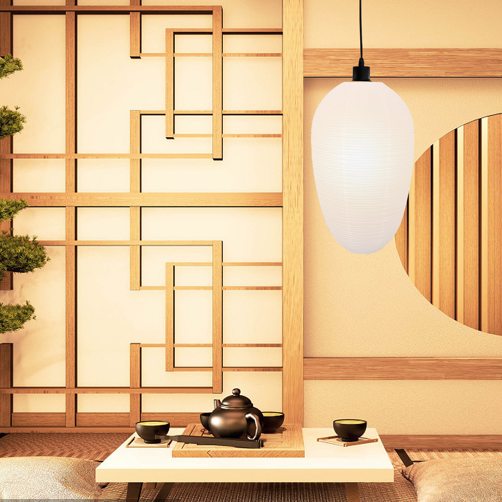 Japanese Lantern Paper - Abajur de papel branco, estilo japonês,