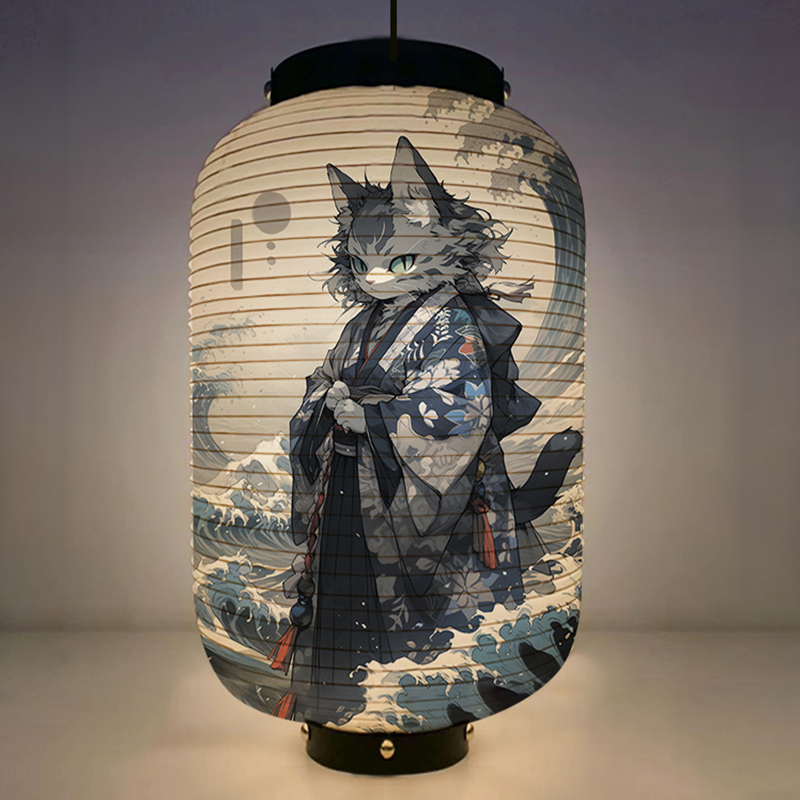Japonês quimono samurai gato a - Japanese Lantern Paper avaliação e preço